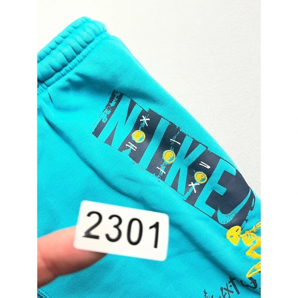 Nike‎ Mens XL The Next Wave Skate Shorts Teal Blue Skeleton Graphic French Terry